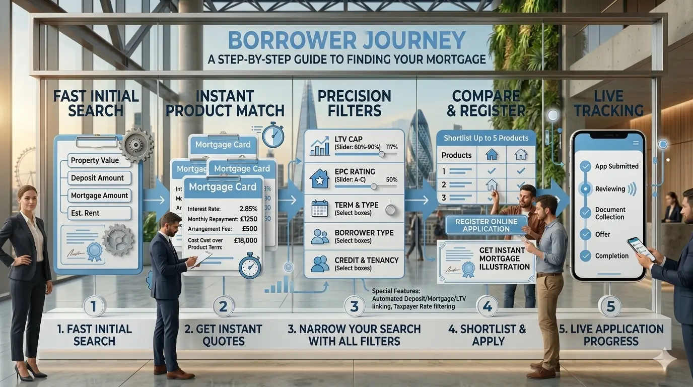 Buy to let mortgage borrower journey UK from sourcing to application tracking